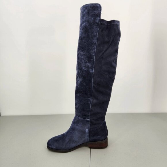 Lucky Brand Calypso Boot Over The Knee Blue Oiled Suede Women’s 6M Wide Calf - Picture 5 of 16